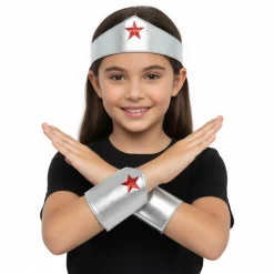 Best Disfraces Lucero Conjunto de Tiara y Brazaletes Plateados para Princesa o Heroína