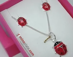 Conjunto Infantil De Mariquitas En Plata De Ley