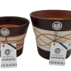 Clearance Cerámica Rambleña Conjunto Macetas de barro - 20x20x17 cm + 17x17x14 cm - Hilo-Nogal