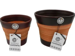 Sale Cerámica Rambleña Conjunto Macetas de barro - 20x20x17 cm + 17x17x14 cm - Araña-Nogal