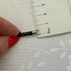 Cordon De Piel Marrón Trenzada 4Mm Con Terminal De Plata De 45Cm