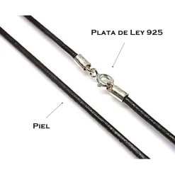 Cordon De Piel Marron Chocolate Y Plata De Ley 40 Cm.