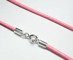 Hot Cordon De Piel Rosa Claro Y Plata De Ley 40 Cm.