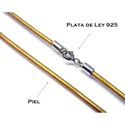 Cordon Dorado De Cuero Y Plata De Ley 40 Cm.