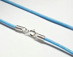 Best Cordon En Piel Azul Claro Y Plata De Ley 40 Cm.