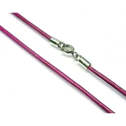 Cordon Fucsia De Piel Y Plata De Ley 40 Cm.