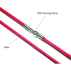 Discount Cordon Fucsia De Seda Cierre Plata De Ley 40 Cm.