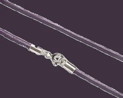 Cordon Morado De Piel Y Plata De Ley 40 Cm.