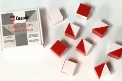 Sale Espacio Logopédico Cubos de Kohs. 9 Cubos de plástico blancos y rojos