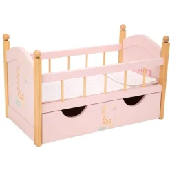 Hot Arias Cuna - Cama para Muñecas de Madera con Cajón Nature rosa de