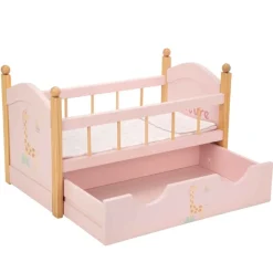 Hot Arias Cuna - Cama para Muñecas de Madera con Cajón Nature rosa de