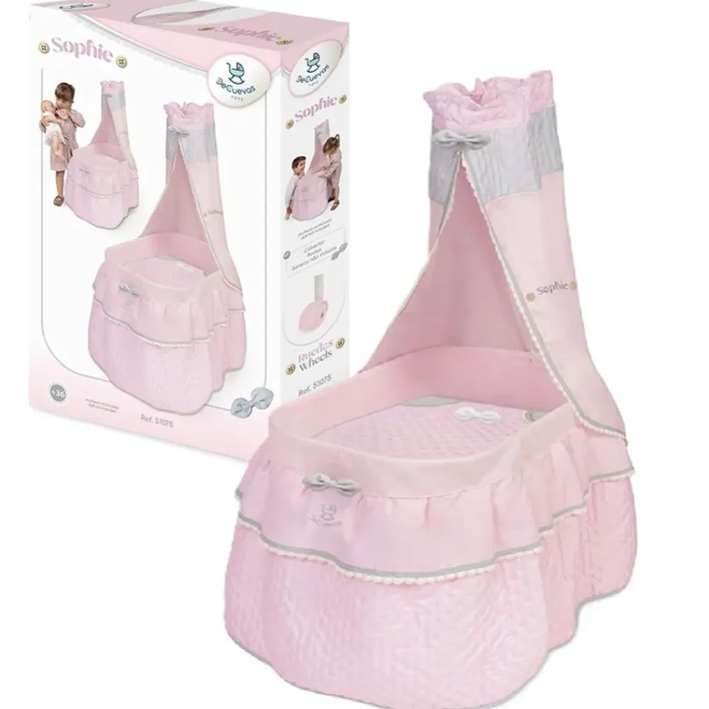 Clearance Decuevas Toys Cuna Moisés Infantil Rosa para Muñecas Sophie con Dosel - DeCuevas