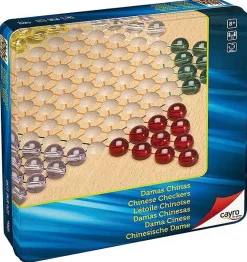 Damas chinas de madera en caja de metal