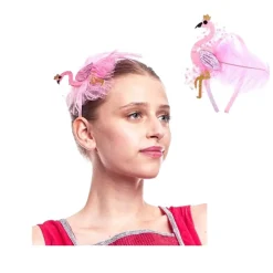 Hot Disfraces Lucero Diadema Rosa Flamenco lateral con pluma