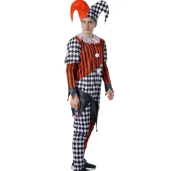 Kebedo Moda Disfraz Arlequín Payaso Circo Bufón Hombre Adulto Estampado Rombos