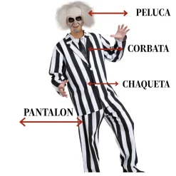 Disfraz Bitelchus Hombre - Traje Chaqueta, Pantalón, Corbata y Peluca