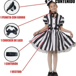 Sale Kebedo Moda Disfraz Bitelchus Niña Vestido a Rayas