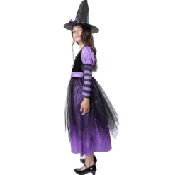 Disfraz Bruja Hechicera para Niñas. Incluye Vestido Gótico y Sombrero - Tallas 3-12 Años