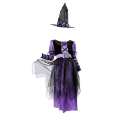 Disfraz Bruja Hechicera para Niñas. Incluye Vestido Gótico y Sombrero - Tallas 3-12 Años