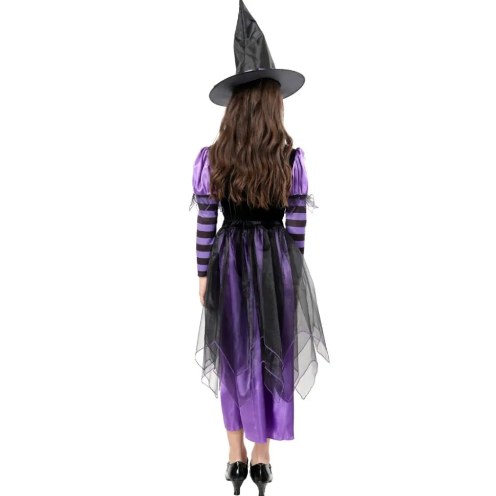 Disfraz Bruja Hechicera para Niñas. Incluye Vestido Gótico y Sombrero - Tallas 3-12 Años