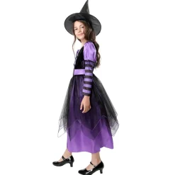 Disfraz Bruja Hechicera para Niñas. Incluye Vestido Gótico y Sombrero - Tallas 3-12 Años