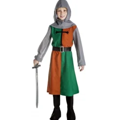 Disfraz Caballero Medieval Naranja y Verde Infantil