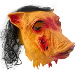 Online Kebedo Moda Disfraz Cerdo Macabro del Terror Máscara SAW en Látex con Capa de 140 cm