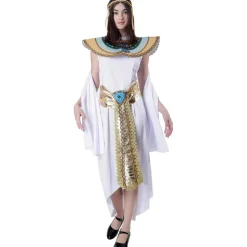 Discount Kebedo Moda Disfraz Cleopatra Mujer - Vestido de Faraona Egipcia con Diadema, Collar y Muñequera