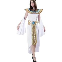 Discount Kebedo Moda Disfraz Cleopatra Mujer - Vestido de Faraona Egipcia con Diadema, Collar y Muñequera