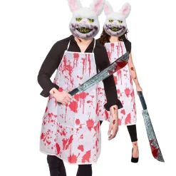 Disfraz Conejo Sangriento - Delantal Carnicero, Máscara y Machete
