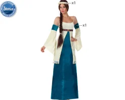 Disfraz Dama Medieval Mujer Adulto Noble Azul - Talla XS-S