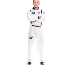 New Disfraz de Astronauta blanco con Insignia para hombre