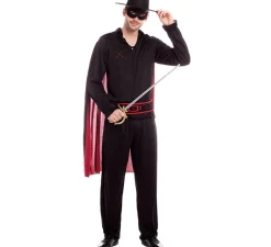 Disfraz de Bandido Z negro con capa para hombre