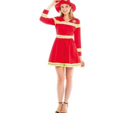 Disfraz de Bombera Rojo y Amarillo para mujer
