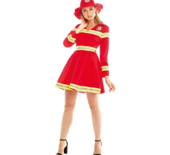 Disfraz de Bombera Rojo y Amarillo para mujer