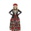 Disfraz de Catrina con falda larga estampada para niña