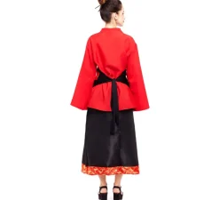 Best Disfraz de China Aldeana Rojo y Negro para mujer