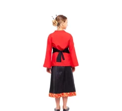 Outlet Disfraz de China Aldeana Rojo y Negro para niña
