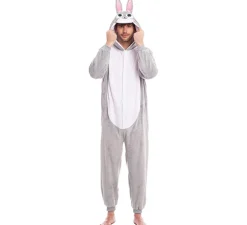 Disfraz de Conejo Gris con Capucha para hombre