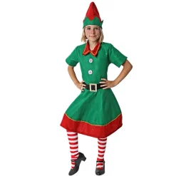 Hot Disfraces Lucero Disfraz de Elfa Infantil – Vestido Navideño con Gorro y Cinturón