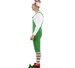 New Disfraz de Elfo Verde con gorro para hombre