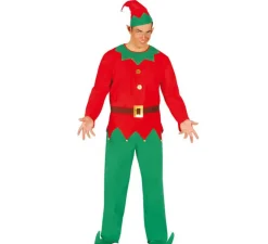 Hot Disfraz de Elfo verde y rojo para hombre