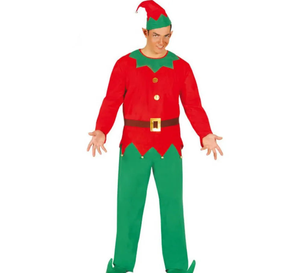 Hot Disfraz de Elfo verde y rojo para hombre