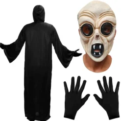 Outlet Kebedo Moda Disfraz de Extraterrestre hombre adulto - Máscara de Látex, Túnica y Guantes