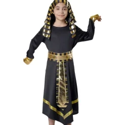 Disfraz de Faraón Egipcio para Niño - Traje Negro Histórico con Detalles Dorados Tallas 3-15 años