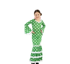 Disfraz de Flamenca Verde con lunares para niña