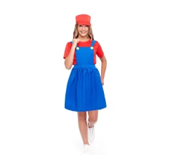Disfraz de Fontanera Roja de Videojuegos para niña