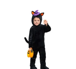 Disfraz de Gatito Negro con Calabaza para bebé y niños