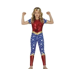 Hot Disfraz de Heroína Estrella rojo y azul para niña