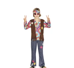Disfraz de Hippie con chaleco marrón para niño